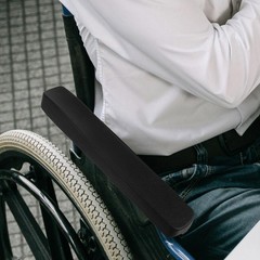1 Pair Reusable PU Foam Wheelchair Armrest Pads Comfortable Black Cover Set