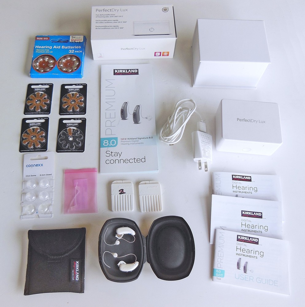 Kirkland Signature 8.0 Premium Digital Hearing Aids, L&R, Pearl White w/ Acces