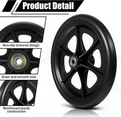 4 Pack 8 Inch Walker Wheels Replacement, Solid Wheelchair Front Wheels Anti-Slip