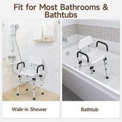 Bariatric Padded Shower Chair with Arms Back 500 Lbs Heavy Duty Adjustable