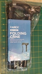 Carex Folding Soft Grip Walking Cane – Height Adjustable Cane With Wrist Strap
