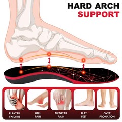 Plantar Fasciitis Insoles, 220+ lbs High M(Men 9-10.5/Women 10-11.5), Black
