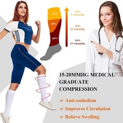 Sintege 4 Pairs Open Toe Anti Embolism Compression Stockings TED L/XL, white