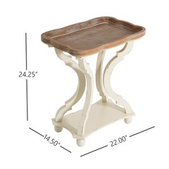Christopher Knight Home Esther French Country Accent Table Rectangular Top White
