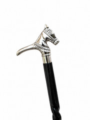 Decorative Horse Head Walking Cane Black Twisted Shaft Silver Handle Gentleman