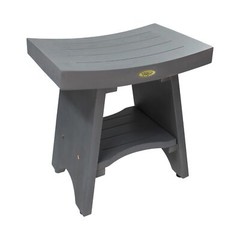 CoastalVogue 18 inch, Lunar Gray, Teak Shower Bench, Teak Bench for Shower, T…