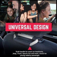 GP BackGrip PRO, Headrest Car Passenger Hand Grip for Truck & Aluminum, White