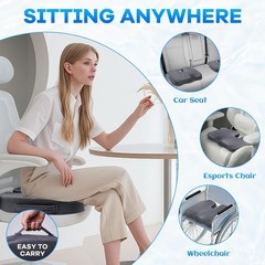 Cooling Gel Seat Cushion & Lumbar Support Pillow Set for Sciatica Relief – Grey