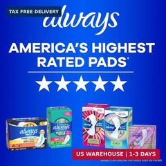 Always Ultra Thin Feminine Pads with Wings for Women, Size 1, Regular Absorbency