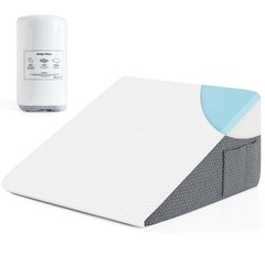 Yojoker Wedge Pillow for Sleeping – 12 Inch Bed 24x24x12″, White Grey