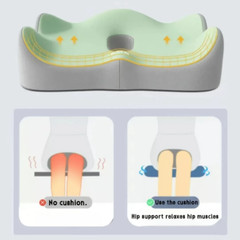 1Pc Memory Foam Seat Cushion – 3D Ergonomic Support| Light Green & Grey, Washabl