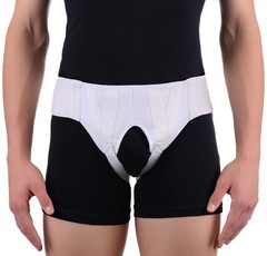 Double Inguinal Groin Hernia Truss with Compression Pads White – Large
