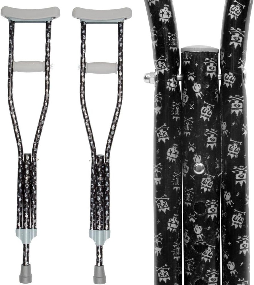 My Crutches -Fashion Crossbones Designed Youth Crutches (Heights 4’5″ to 5’2″)