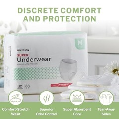 McKesson Super Adult Underwear Medium 80 Count Moderate Absorbency