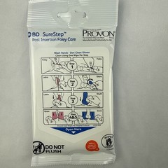 GOJO PROVON BD SureStep Post Insertion Foley Care Wipes DFC100, 10 Packs of 5 ea