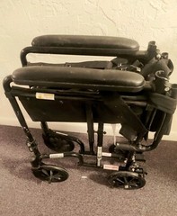 Aluminum Transport wheel Chair:-in-Black & Folds- 19Inch Seat Hght:FREE/FastS&H