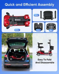 4 Wheels Mobility Scooter Power Wheelchair Folding Electric Scooters Travel New