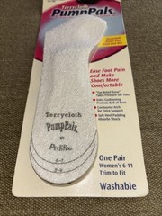 Pedifix Terrycloth PumpPals Insoles, Pack of 1 Pair Women’s Size 6-11 New Sealed