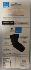 Copper Fit Freedom Compression Elbow Sleeve Large Black Copper Infused Wicking
