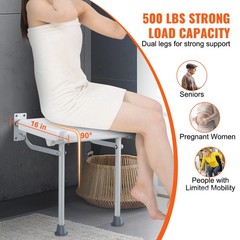 Uimoso Folding Shower Seat 15.7“ x 14.8“ Wall-Mounted Bench, Supports 500 lbs