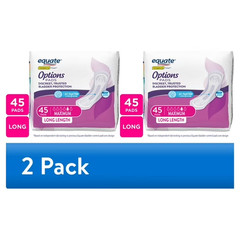 Equate Options Bladder Control Pads for Women, Long, Maximum, Unscented, 90Count