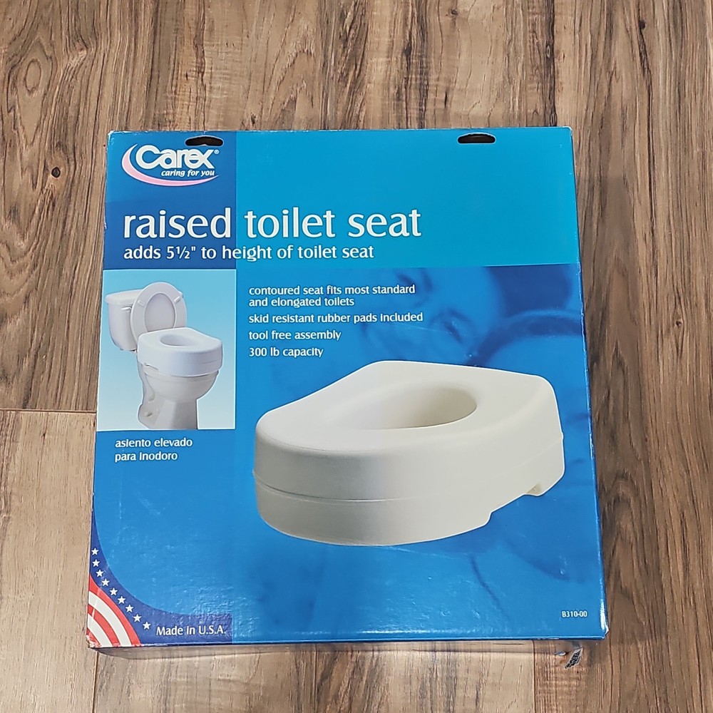 Carex White Plastic Raised Toilet Seat 5-1/2″ Height up to 300 lbs