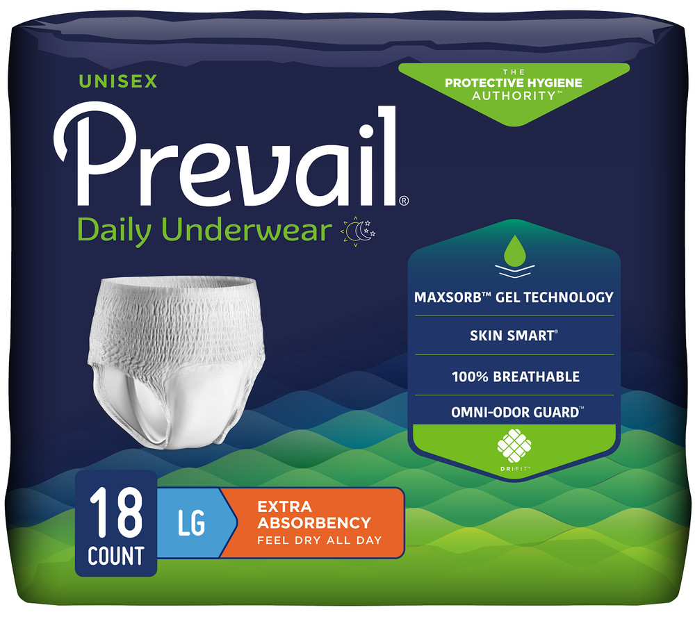 Prevail Protective Underwear, Large, 44-58in #PV-513 18/Pack, 2 Packs
