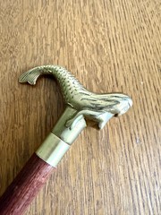 Solid Brass Mermaid Head Cane Handle with Secret Compartment ~ Mermaid Top Sect