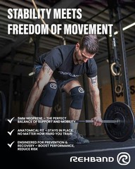 Rehband 5mm Neoprene Knee Sleeve, Compression Support, Black, M, 1 Pair