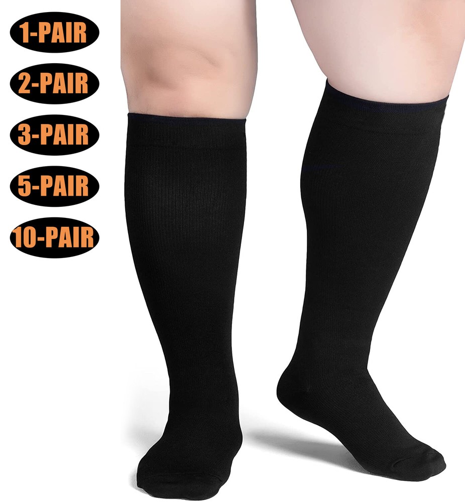 Extra Wide Plus Sized Compression Socks For Men & Women Wide Ankle & Calf S-4XL