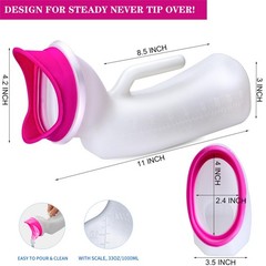 Urinals for Women and Men Portable Unisex Urinal Bottle 1000ml Female Pink