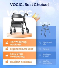 Walkers for Seniors, Z21 Rollator Walker with Seat Supports 350lb, 8″ Big Wheels