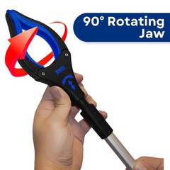 RMS 2-Pack 32 Inch Extra Long Grabber Reacher with Rotating Jaw – Blue
