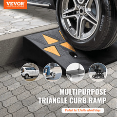 3.7in Rise 10×39.4in Rubber Curb Ramp 15T Heavy Duty Adjustable for Vehicles