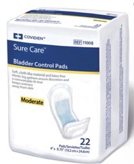 Covidien Sure Care Bladder Control Pads 1100B Moderate 6 Packs 22 Count 132 Case