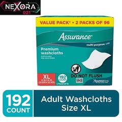 Assurance Premium Disposable Washcloths Pre-Moistened Body Wipes XL 192 Ct