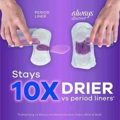 Always Discreet Adult Incontinence & Postpartum Liners for Women, Size 2. 132ct
