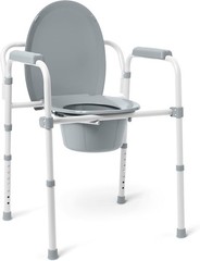 Medline 3-in-1 Elongated Bedside Commode Portable Toilet 350 lb Steel