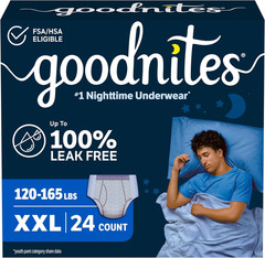 Goodnites Boys‘ Nighttime Underwear, Size XXL (120-165 Lbs), 24 Ct (2 Packs of 1