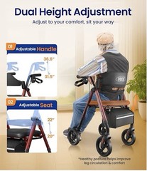 Walkers for Seniors, Z21 Rollator Walker with Seat Supports 350lb, 8″ Big Wheels