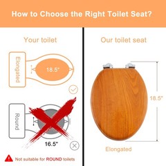 Angel Shield Wood Toilet Seat Elongated with Soft Close,Easy Elongated,