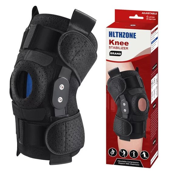 Hinged Knee Brace with Side Stabilizers Adjustable Knee Support Pain Relief