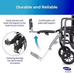 T94HAP Invacare Wheelchair Leg Rests Elevating Pair W/ Footplates & Calf Pads
