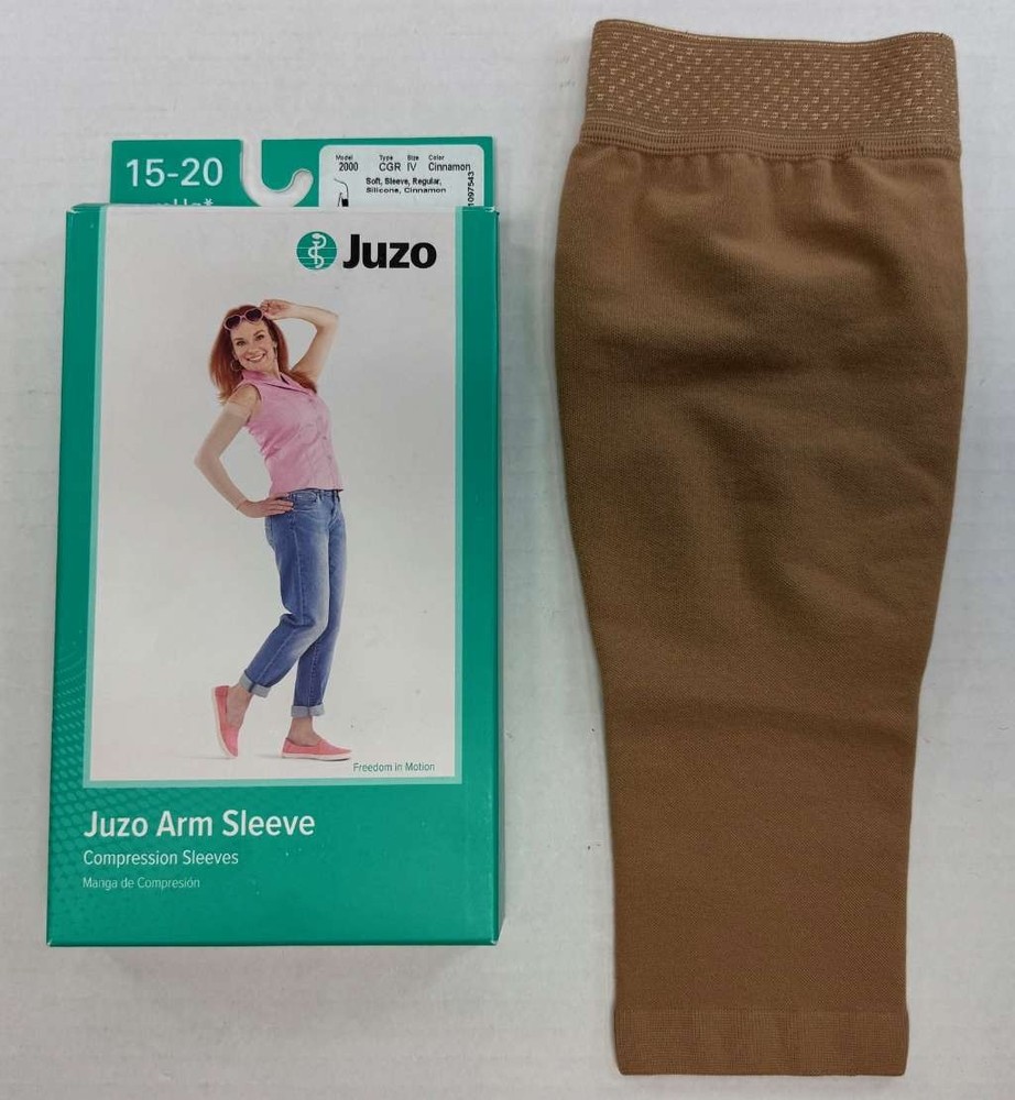 Juzo Soft Arm Sleeve, Regular, Silicone Top Band, 15-20mmHg (Size: IV) Cinnamon