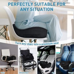 BlissTrends Extra Thick Seat Cushion for Office Chair & Car Seat, Black