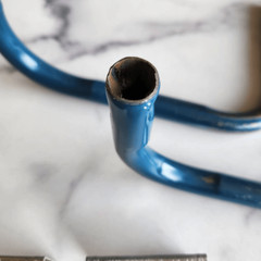 Wheelchair metal parts blue silver vintage pipe plate repurpose