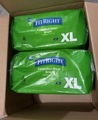 TWO (2) packages of Medline Fit right Extended Wear Briefs XL 15 Pack (30 total)