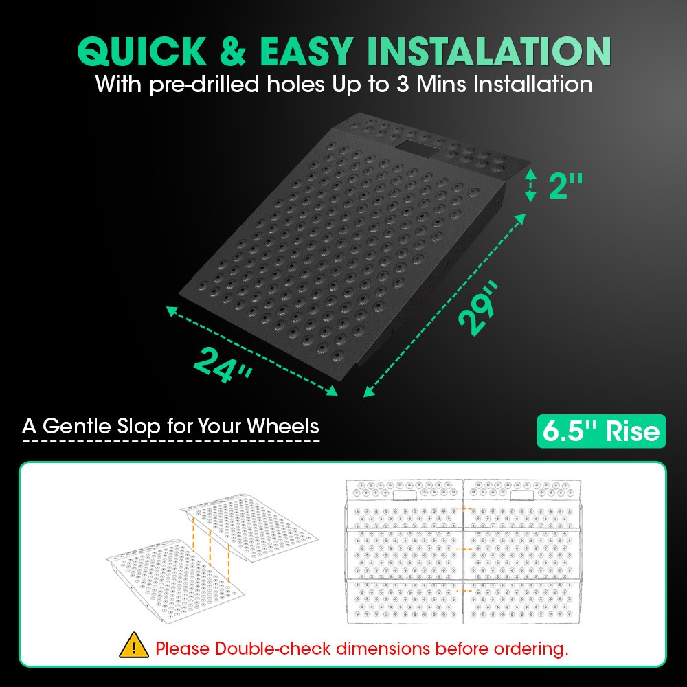 1/2PCS Shed Ramp for Riding Mower Anti-Slip Punch Plate Ramp Velvet Black Alloy