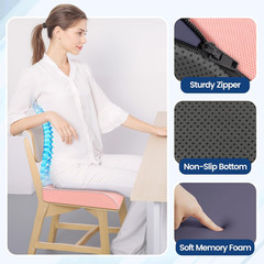 Memory Foam Seat Cushion Large 16×18″ Tailbone Relief Office Chair Cushion Pink