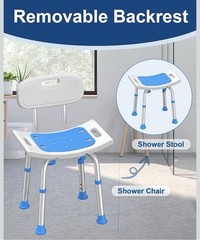 Homland Shower Chair W/ Removable Back 400 Lbs Aluminum Adjustable Non-Slip